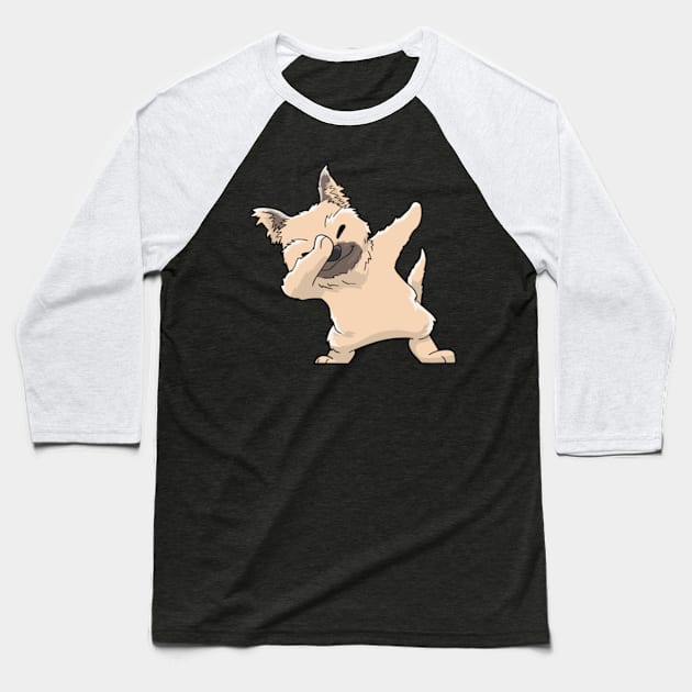 Cairn Terrier Dabbing Kawaii Baseball T-Shirt by KAWAIITEE